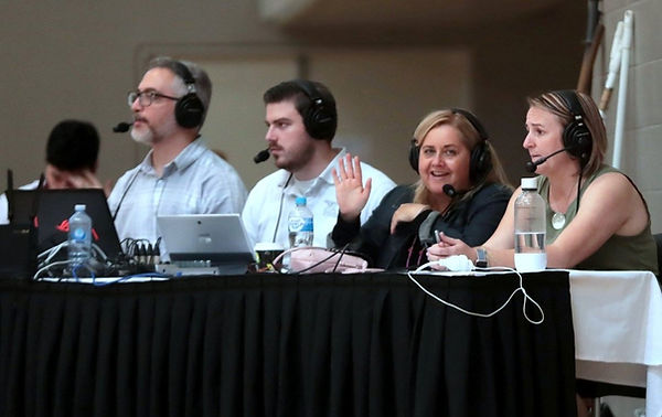 Karen Topp at Netball State League finals — officiating and coach development
