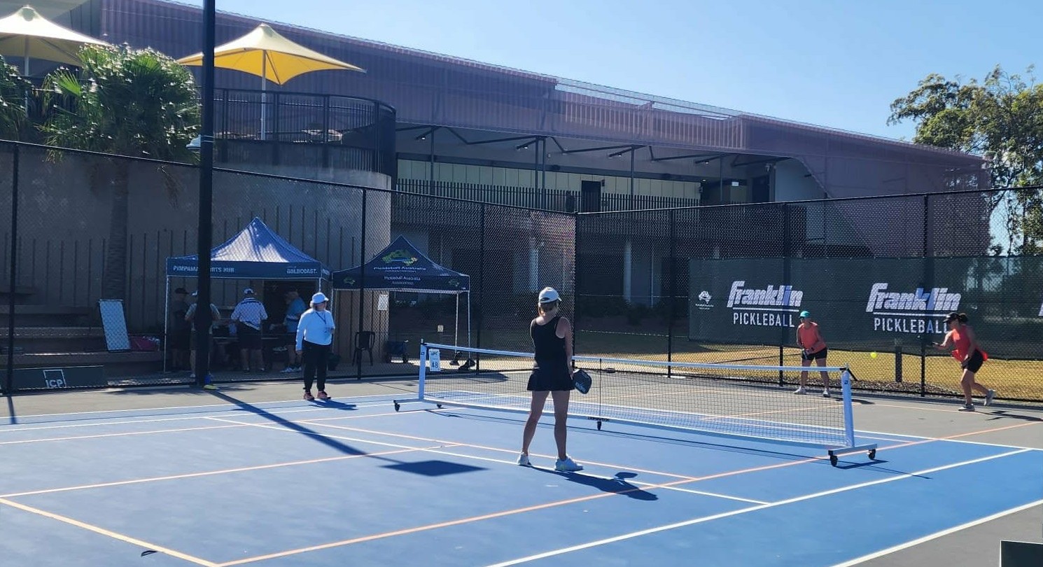 Karen Topp refereeing pickleball